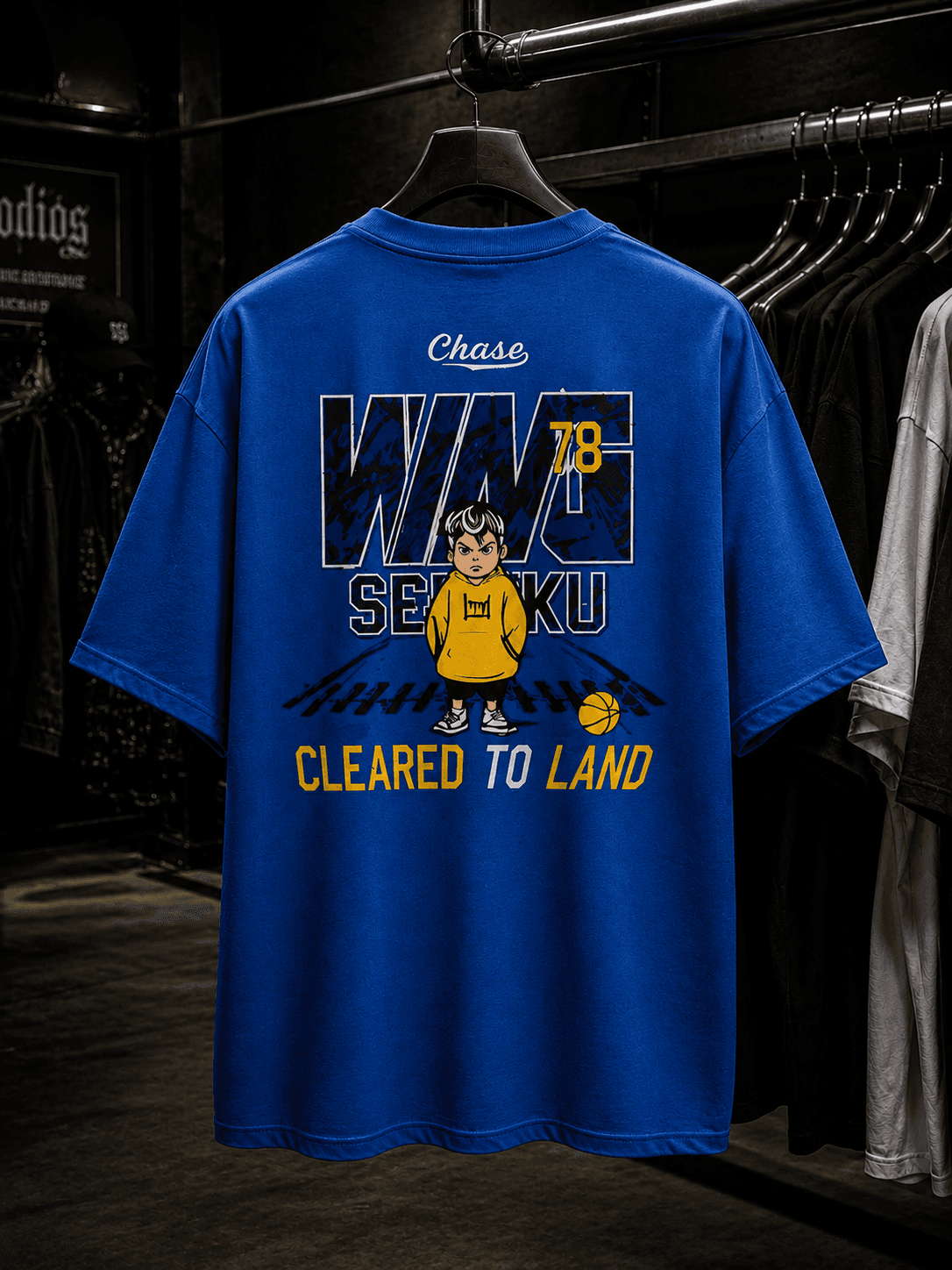 Cleared to Land Oversized Blue T-Shirt for Men – Premium Minimal Graphic Streetwear Tee - alternate view