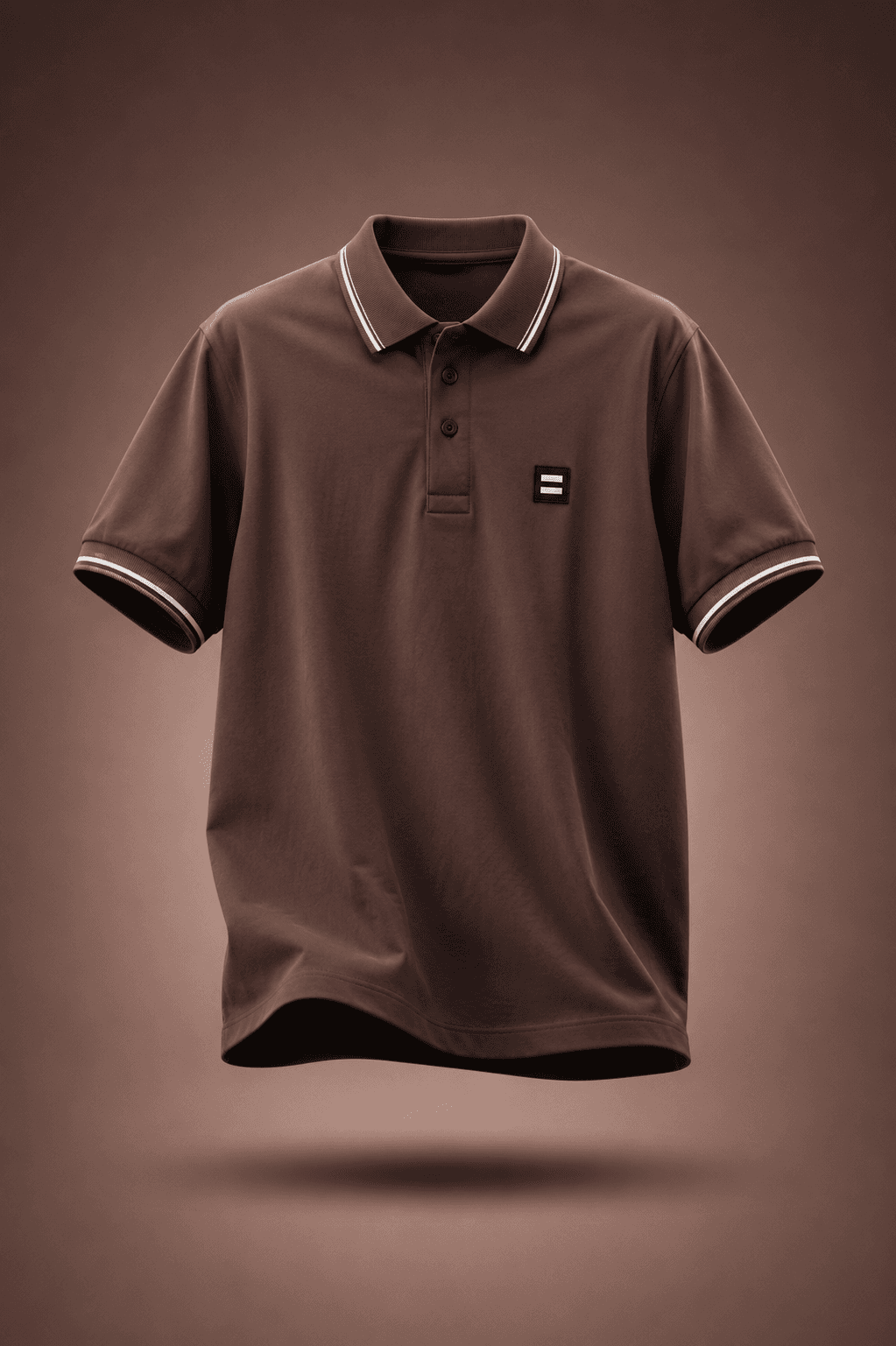 Men's Oversized Chocolate Brown Polo T-Shirt | Premium Relaxed Fit Streetwear - alternate view