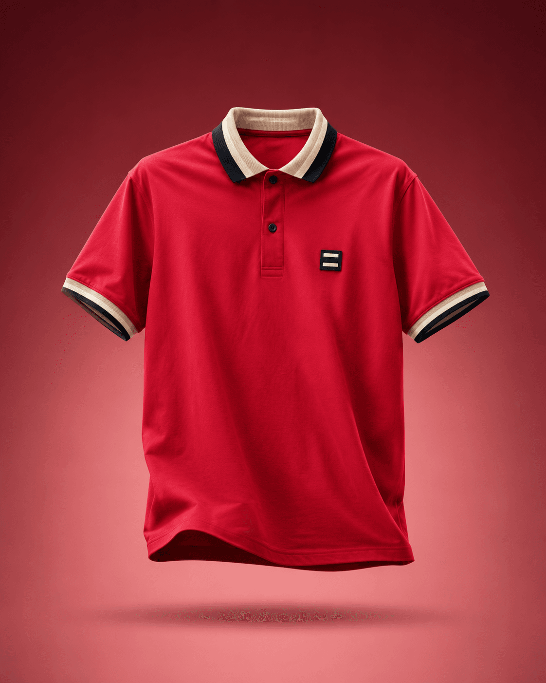 Classic Oversized Red Polo T-Shirt for Men – Premium Contrast Collar Streetwear Polo - alternate view