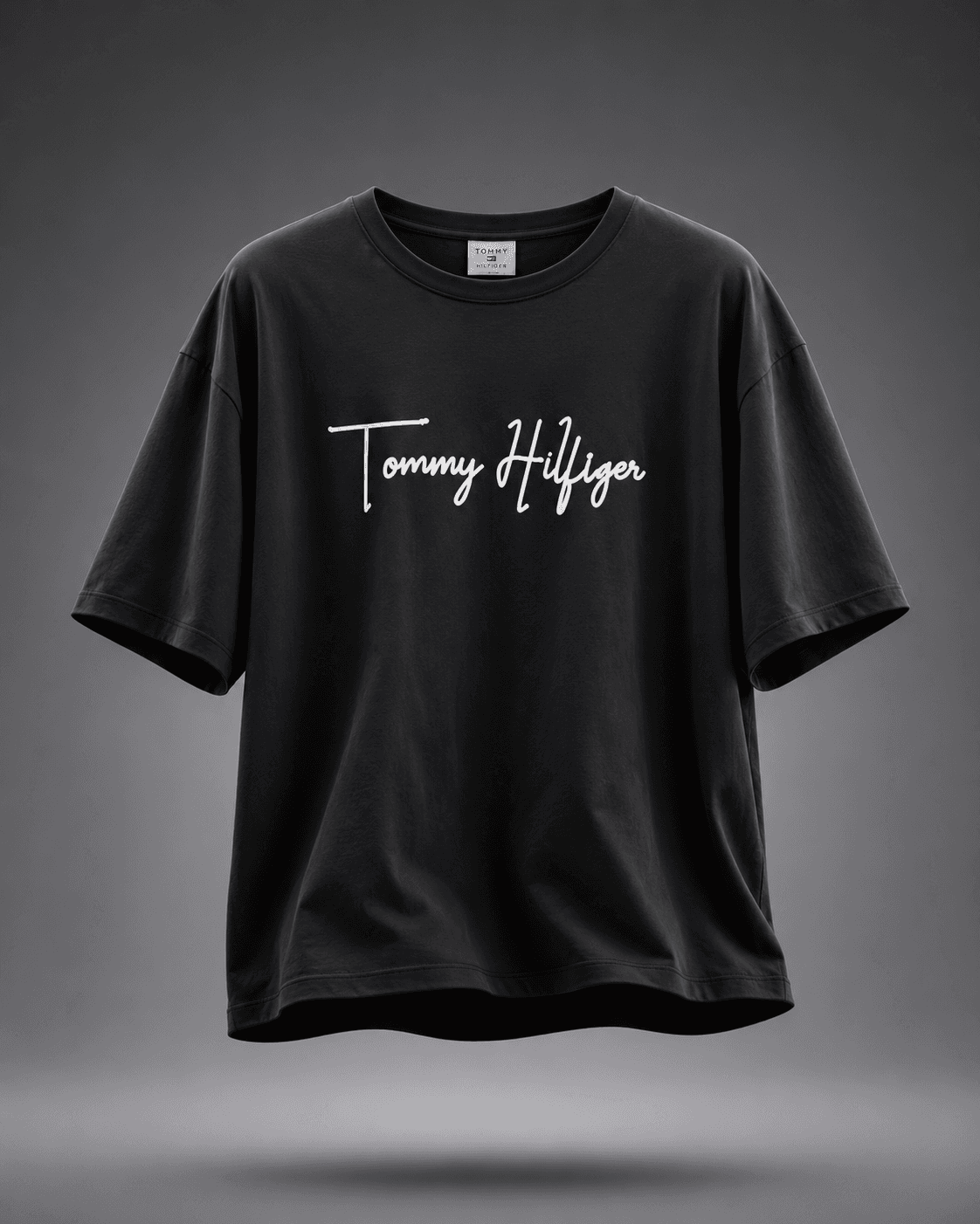 Black Oversized Urban Graphic T-Shirt – Orange Heritage Print - alternate view