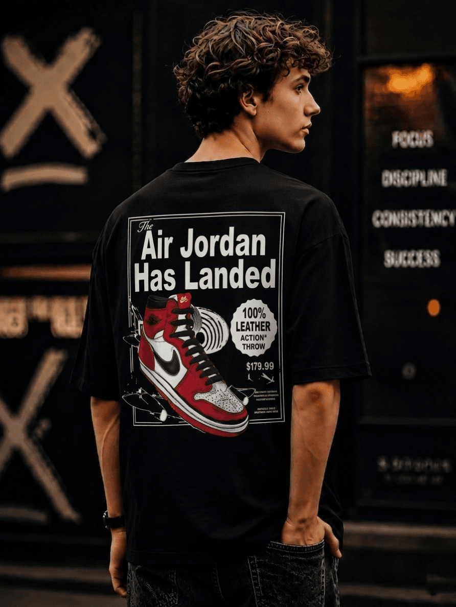 Vintage Sneaker Graphic Oversized Black T-Shirt for Men – Retro Streetwear Tee