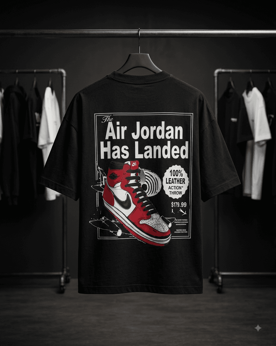 Vintage Sneaker Graphic Oversized Black T-Shirt for Men – Retro Streetwear Tee - alternate view