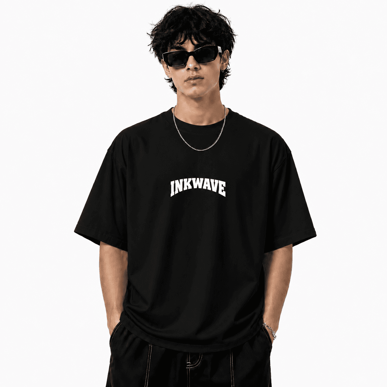 Men's Black Oversized INKWAVE T-Shirt | Premium Streetwear