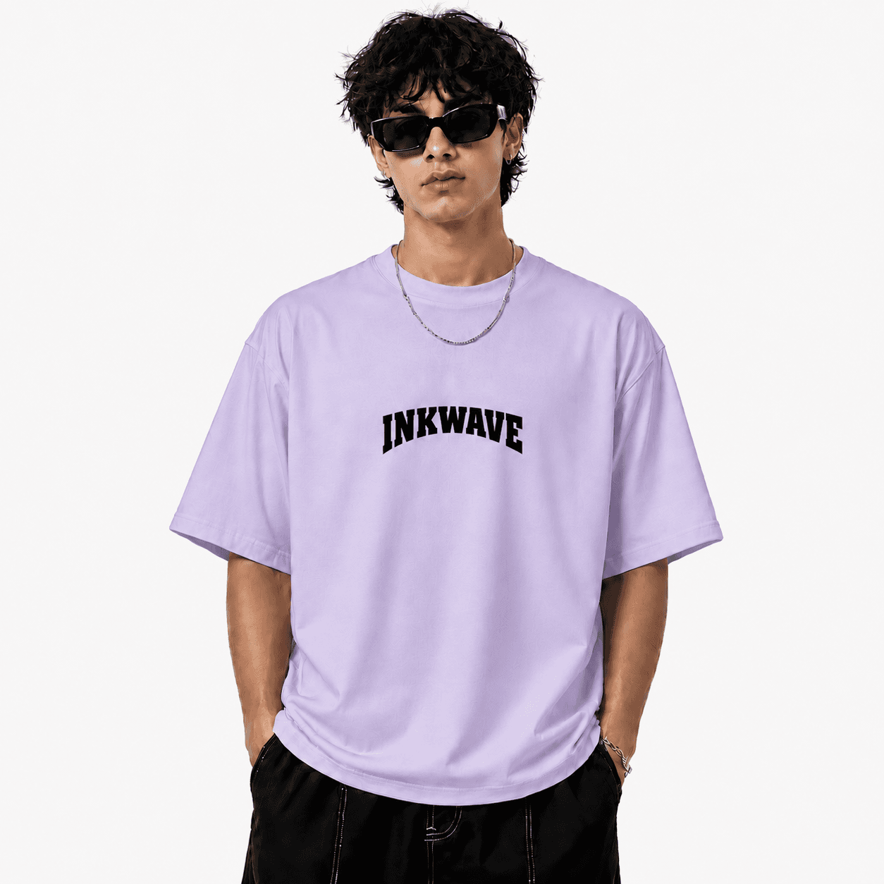 INKWAVE Lavender Oversized Graphic T-Shirt | Men's Heavyweight Streetwear Tee
