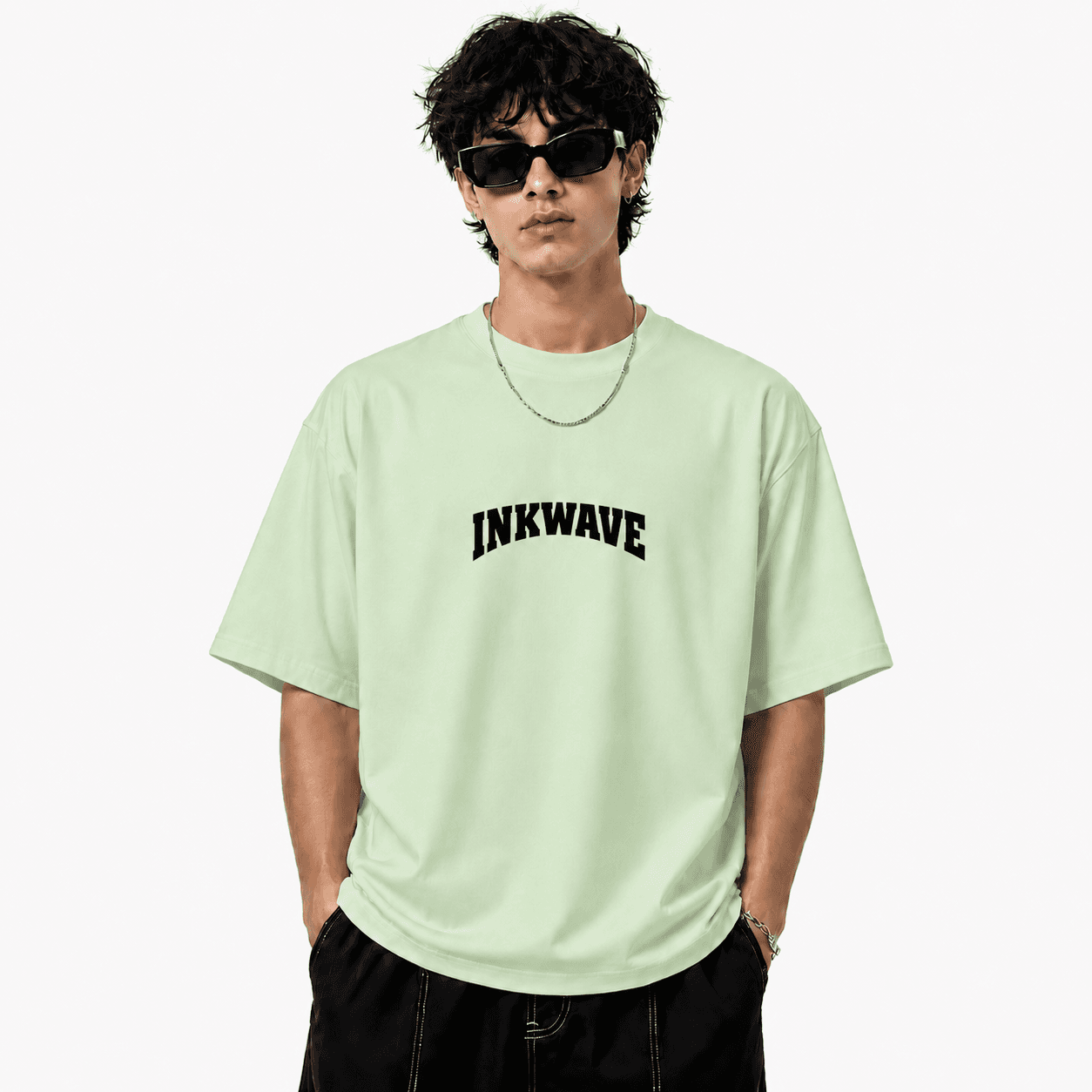 INKWAVE Sage Mint Oversized Graphic T-Shirt