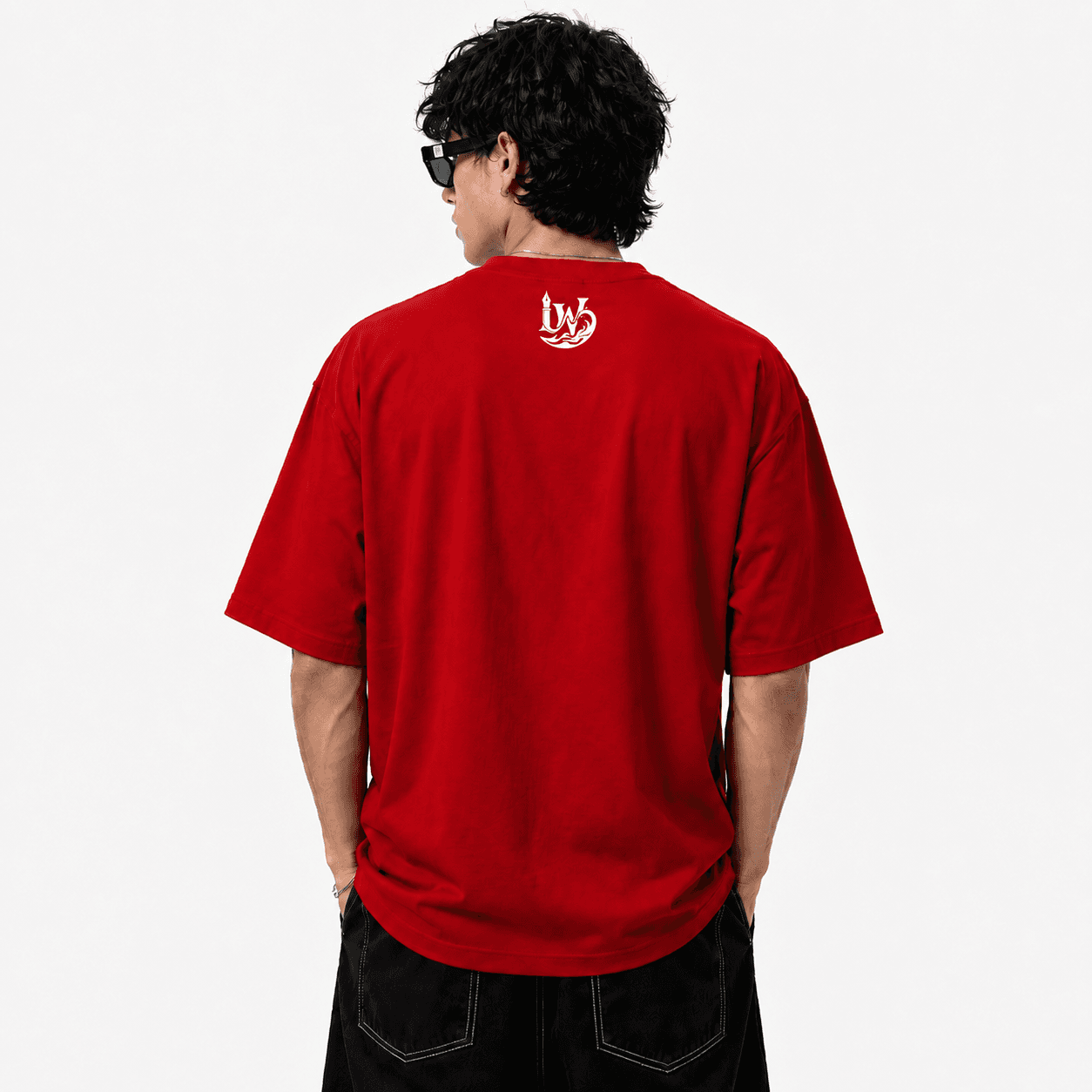 INKWAVE Crimson Red Oversized Graphic T-Shirt - alternate view