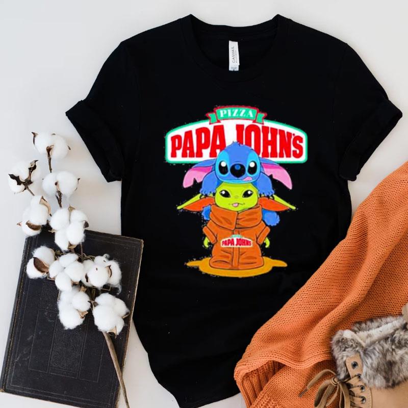 Baby Yoda And Stitch Pizza Papa John's Friend Shirts