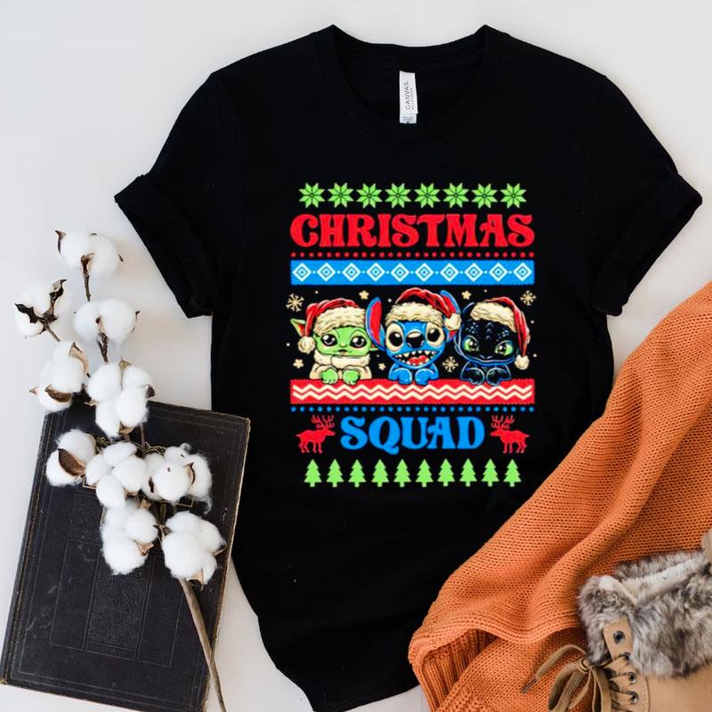 Christmas Squad Baby Yoda Stitch And Toothless Shirts