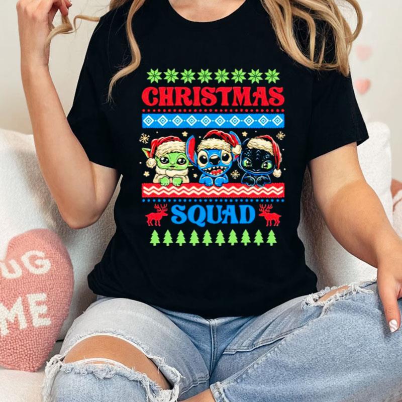 Christmas Squad Baby Yoda Stitch And Toothless Shirts