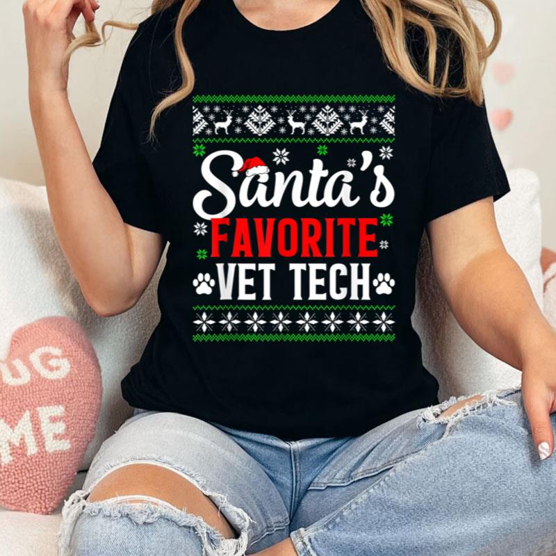 Funny Christmas Veterinarian Xmas Santa's Favorite Vet Tech Shirts