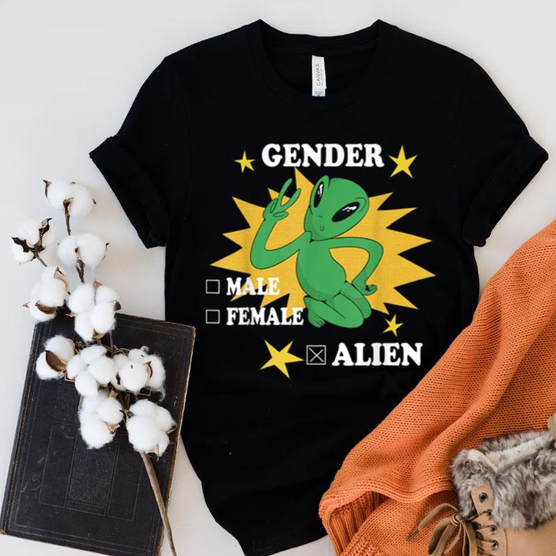 Gender Male Female Alien Finger Sign Peace Shirts