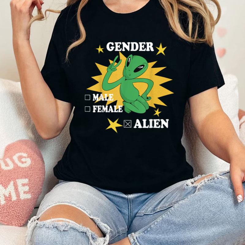 Gender Male Female Alien Finger Sign Peace Shirts