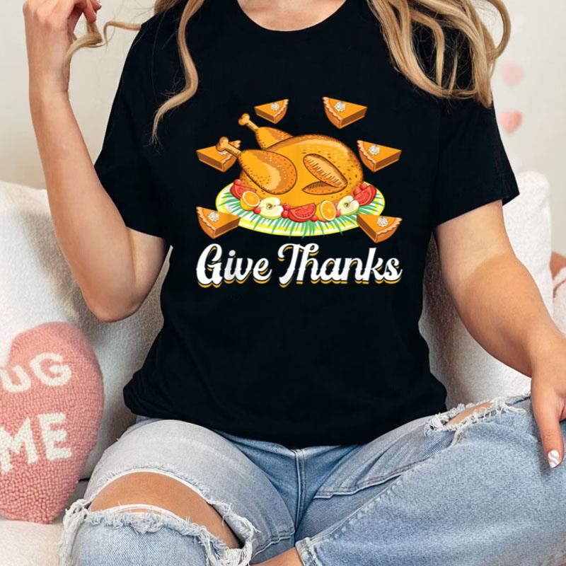 Give Thanks Turkey Food Thanksgiving Pajamas Girl Thankful Shirts