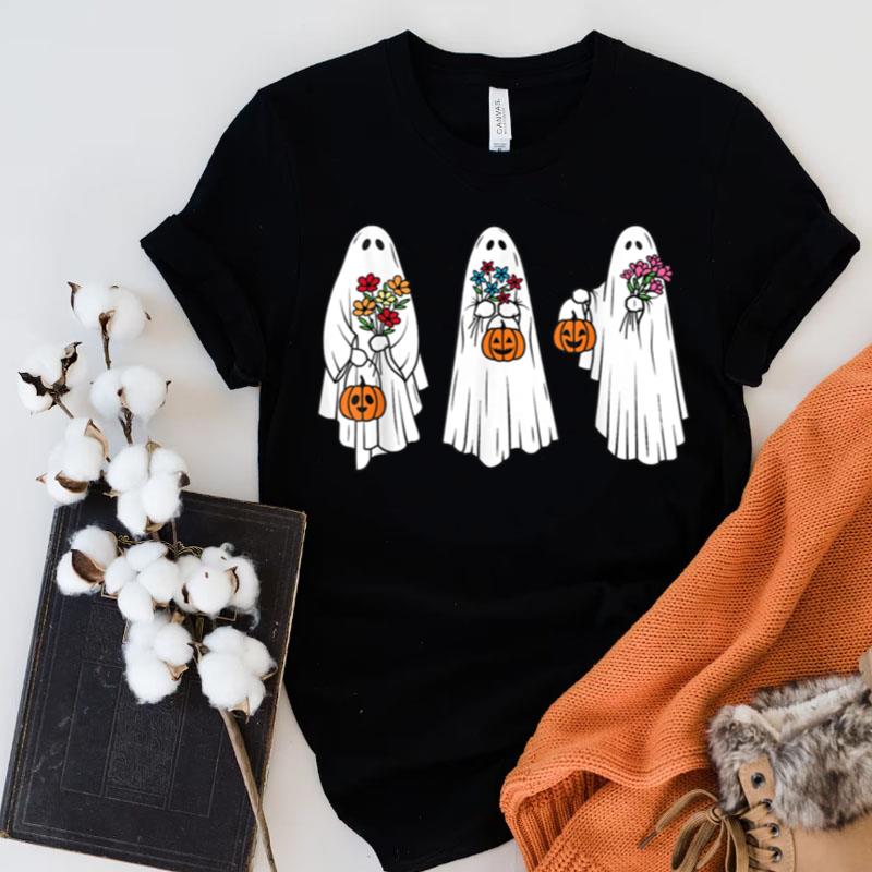 Groovy Vintage Floral Ghost Cute Halloween Spooky Season Shirts