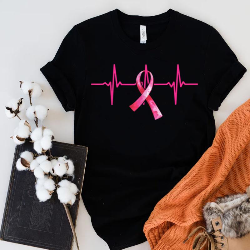 Pink Ribbon Heartbeat Breast Cancer Awareness Support Gifts Shirts