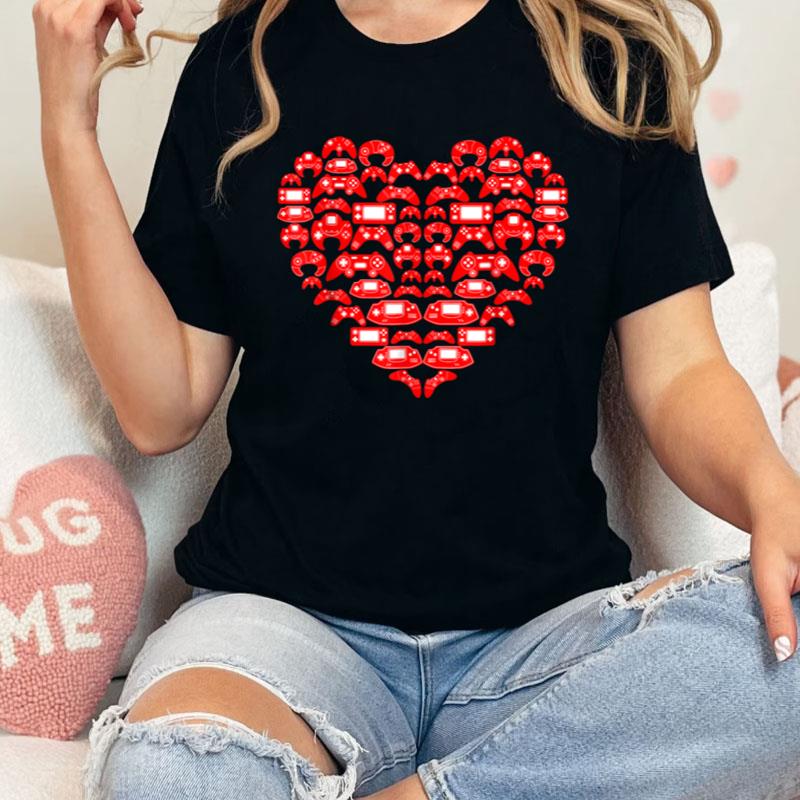 Boys Gamer Gift Game Heart Valentines Day Lover Men Kids Shirts