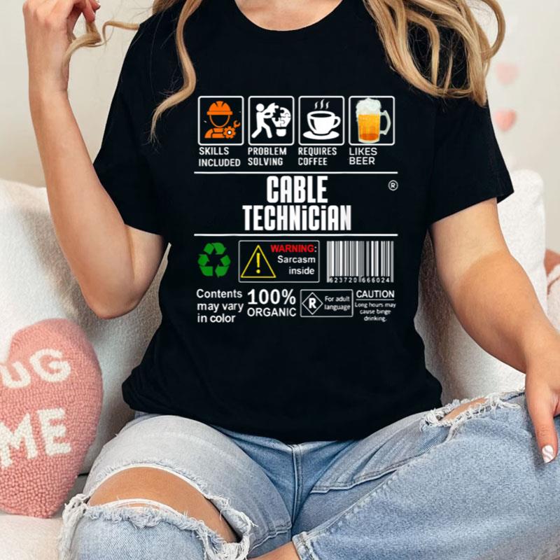 Cable Technician Packaging And Handling Label Beer Coffee Shirts