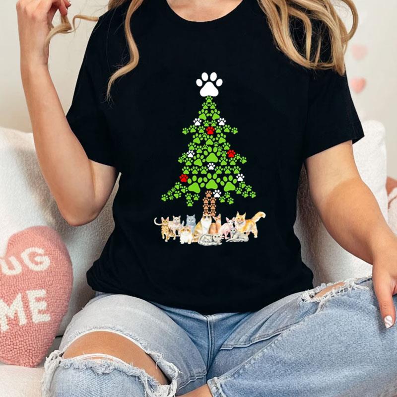 Cats Paw Meow Tree Christmas Meowmas Shirts