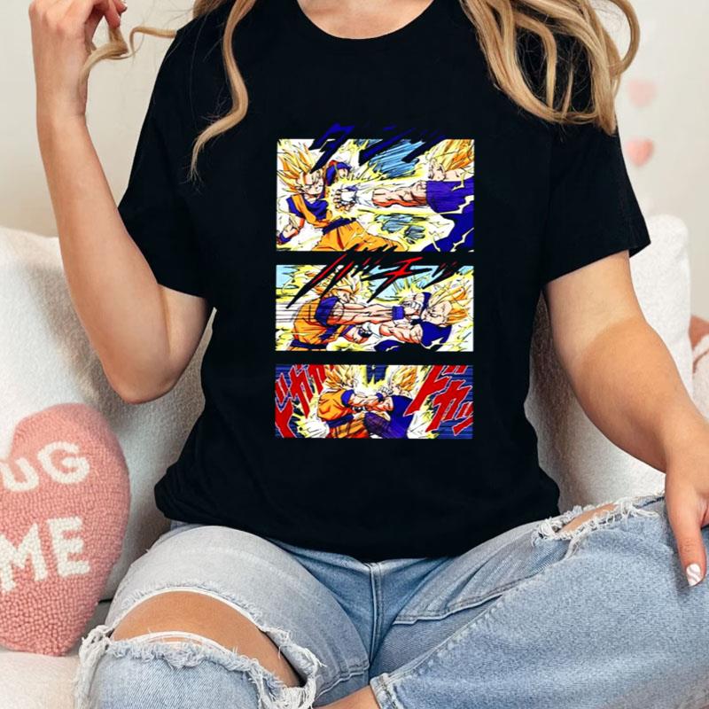 Comic Art Goku Vs Majin Vegeta Manga Page Shirts