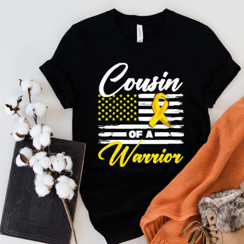 Cousin Of A Warrior Usa Flag Sarcoma Cancer Awareness Shirts
