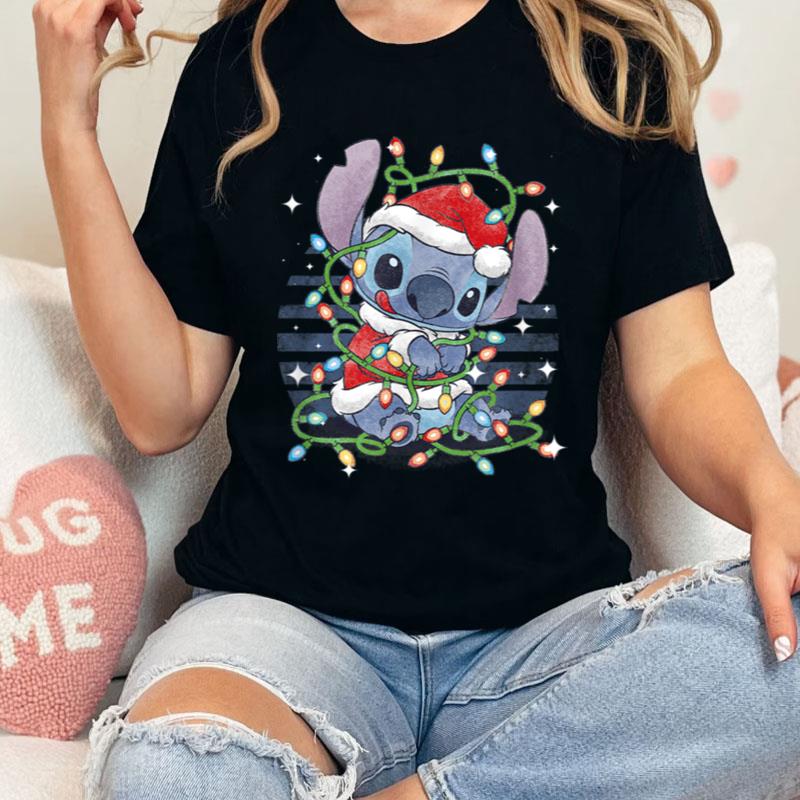 Disney Christmas Lilo & Stitch Christmas Lights Portrait Shirts