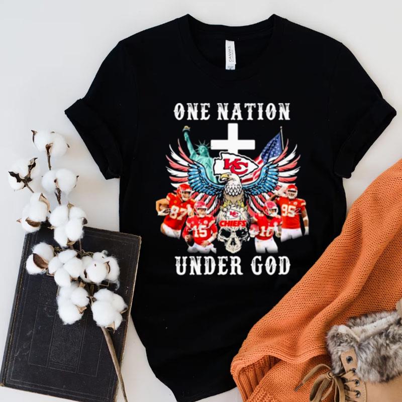Eagle Holding Skull Kansas City Chiefs One Nation Under God Signatures Shirts