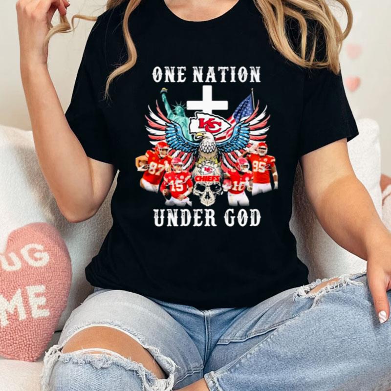Eagle Holding Skull Kansas City Chiefs One Nation Under God Signatures Shirts