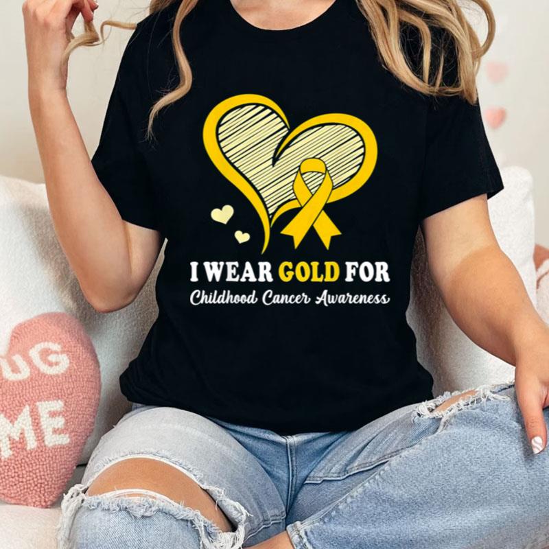 I Wear Gold For Childhood Cancer Hope And Support Cute Heart Shirts