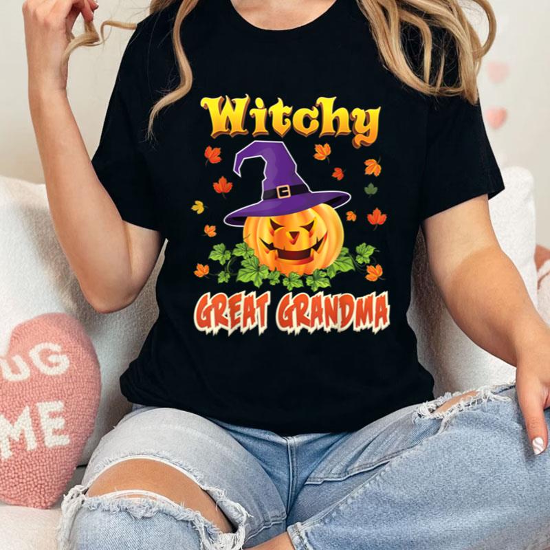 I'm The Witchy Great Grandma Witch Broom Halloween Pumpkin Shirts