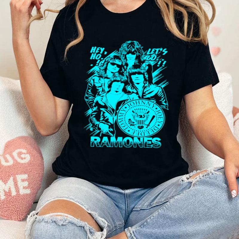 Neon Art Hey Ho Lets Go Ramones Band Shirts