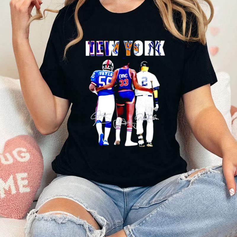 New York Jonathan Taylor Patrick Ewing And Derek Jeter's Signature Shirts