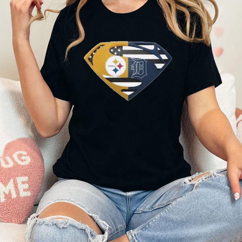 Original Pittsburgh Steelers Detroit Cleveland Tigers Superman Logo Us Flag Shirts