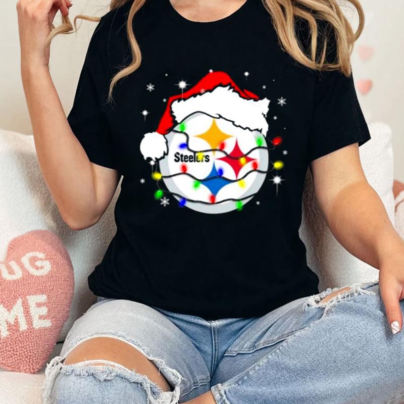 Santa Pittsburgh Steelers Logo Lights Christmas Shirts