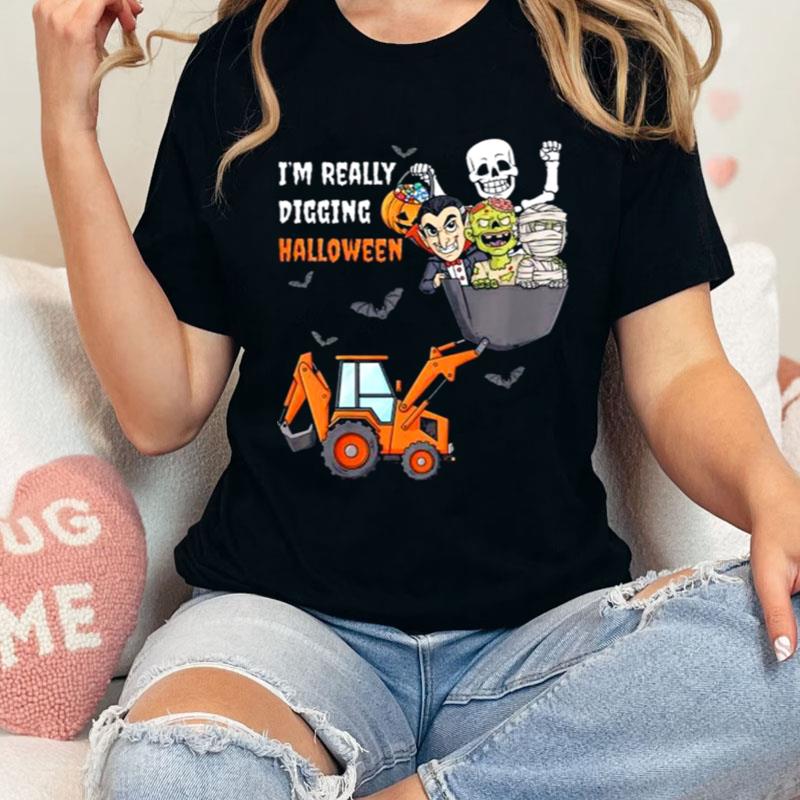 Skeleton Zombie I'm Really Digging Halloween Shirts