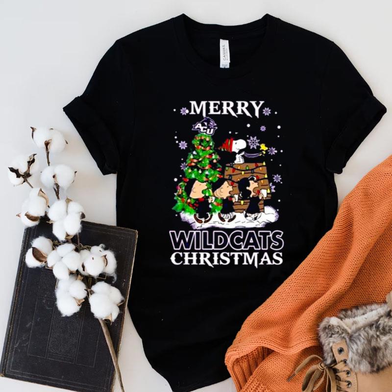 Snoopy And Friends Merry Abilene Christian Wildcats Christmas Shirts