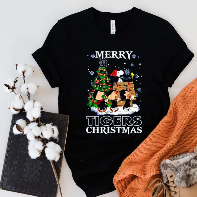 Snoopy And Friends Merry Detroit Tigers Christmas Shirts