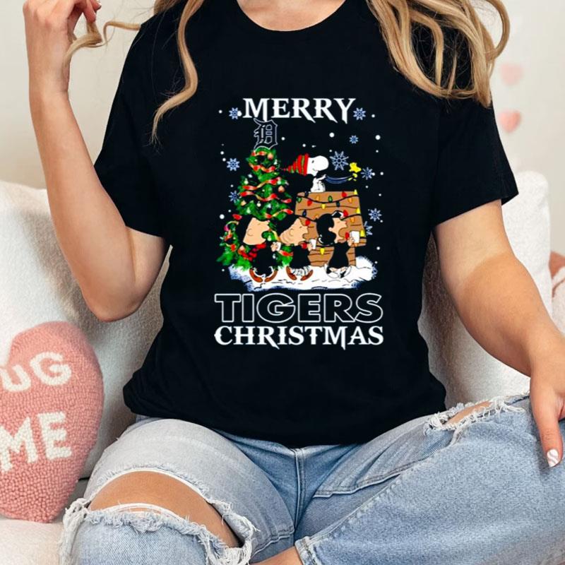 Snoopy And Friends Merry Detroit Tigers Christmas Shirts