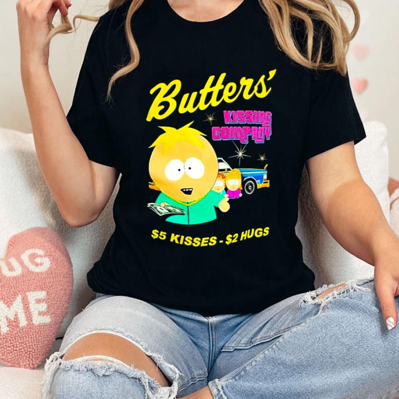 South Park Butters Kissing Company $5 Kisses $2 Hugs Shirts