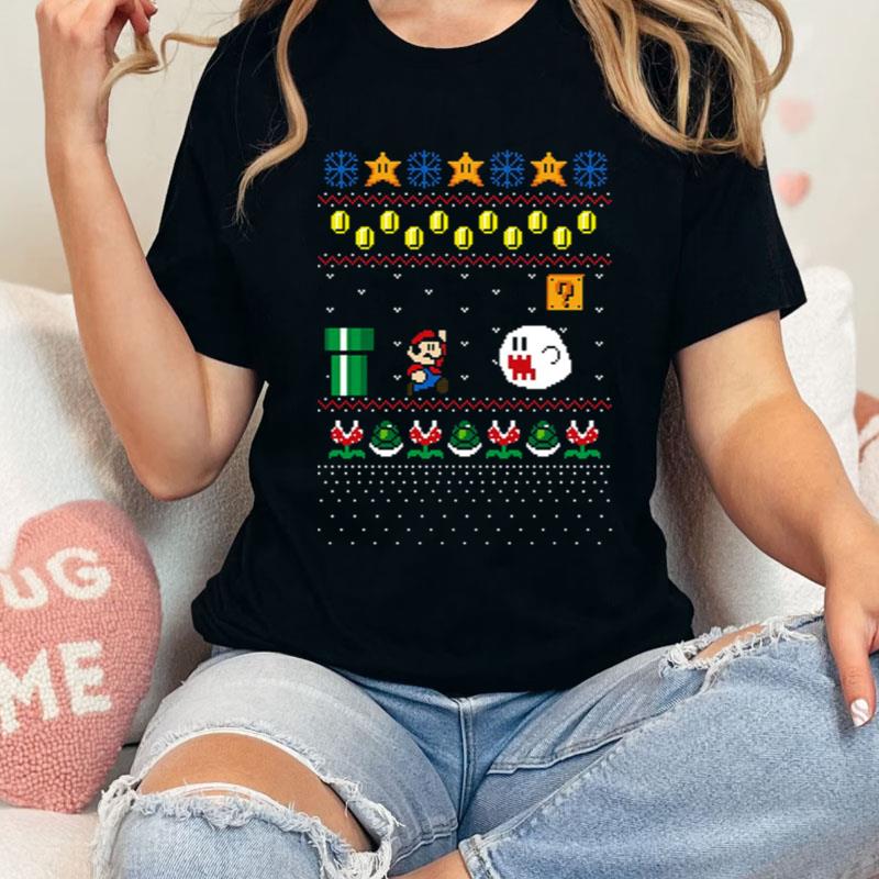 Super Mario Design Pattern Ugly Christmas Shirts