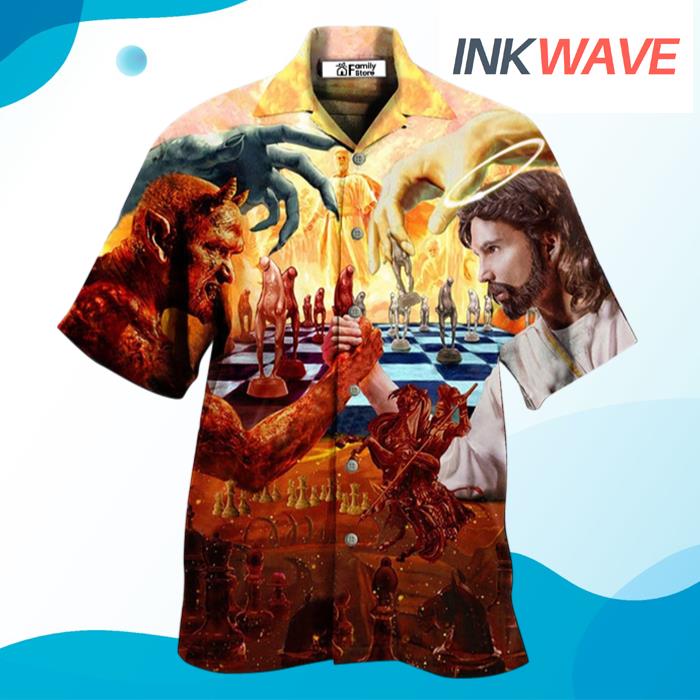 Chess Battle Satan Vs Jesus Cool Style Hawaiian Shirt
