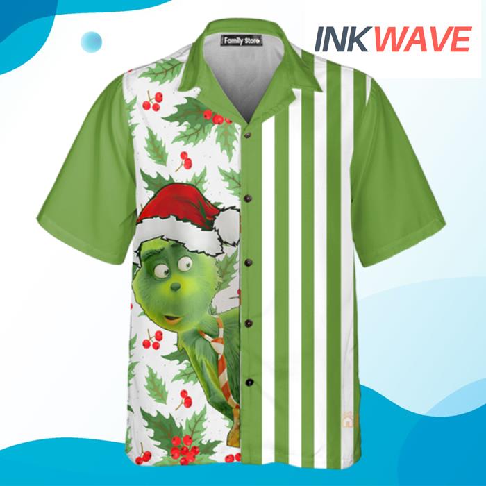 Christmas Big Grinch Print With Cherry Hawaiian Shirt