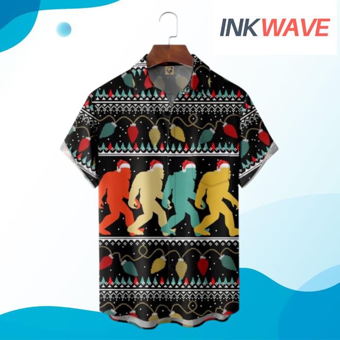 Christmas Bigfoot Light Hawaiian Shirt
