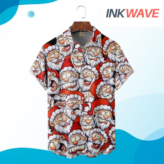 Christmas Funny Emotion Santa Claus's Face Hawaiian Shirt