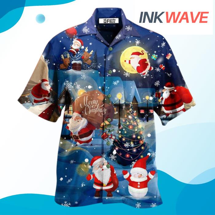 Christmas Love Santa And Gifts Lovely Night Hawaiian Shirt