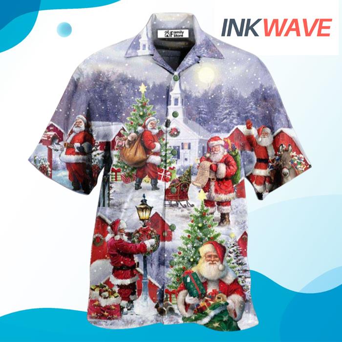 Christmas Merry Xmas Santa Claus Is Coming Hawaiian Shirt