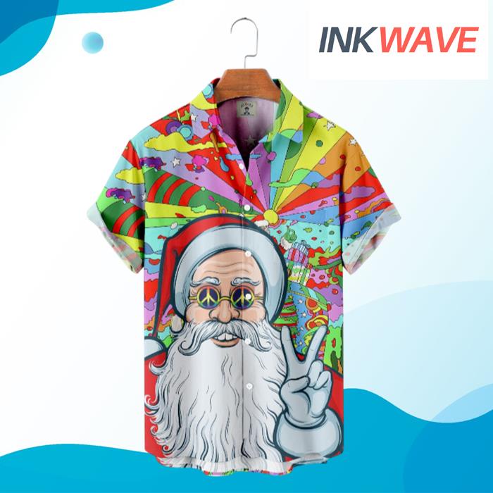 Christmas Rainbow Hippie Santa Hawaiian Shirt