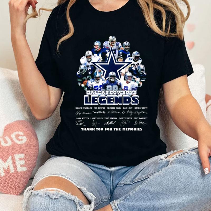 Dallas Cowboys Team Legends Signatures Thank You For The Memories Shirts