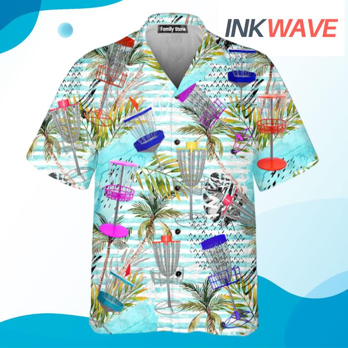 Disc Golf Tropical Palm Trees Pattern Hawaiian Shirt
