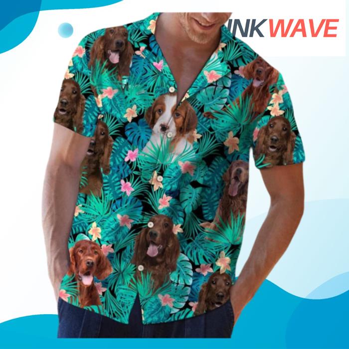 Dog Irish Setter Tropicals Hawaiian Shirt
