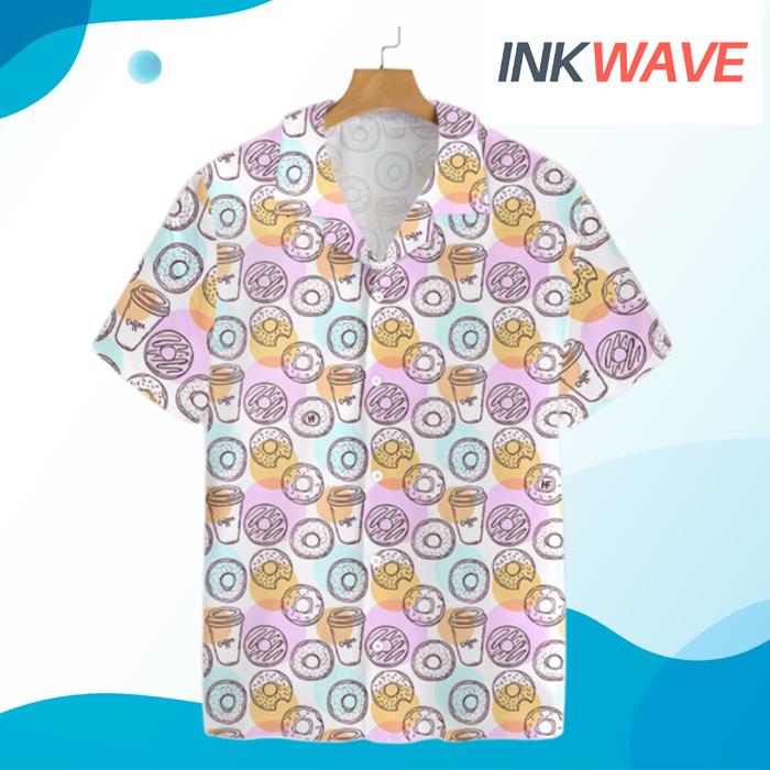 Donut And Coffee Seamless Pattern Hawaiian Shirt